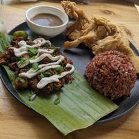 Sisig and fried shroom combo at The Vegan Shack in Panglao
