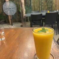 ‘Mango’ shake - really just a very overpriced glass of watery flavoured crushed icee  at The Vegan Shack in Panglao