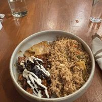 Bulgogi - unappetising chunks of fried tofu with a pile of kimchi and wayyyy too much rice   at The Vegan Shack in Panglao