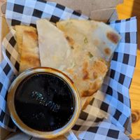 Onion pancakes at Luna Chan in Moonah