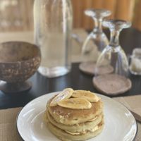 Vegan pancakes with bananas   at Lockdown Kitchen in 
