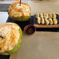 Huge coconuts and vegetable dumplings at Lockdown Kitchen in 