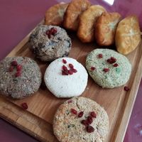 Pkhali with cornbread at The King & The Bird in Tbilisi