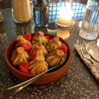 Fried Khinkali with beans at The King & The Bird in Tbilisi