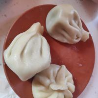 2 mashroom hinkali and 1 potatoe hinkali at Cafe Daphna in Tbilisi