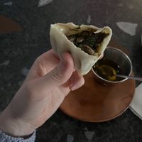 Mushroom khinkali (has cilantro)  at Cafe Daphna in Tbilisi