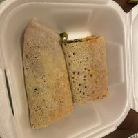 Injera stuffed with spinach and lentils  at Massai Bar & Restaurant in Langen