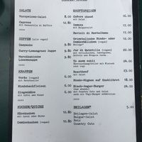 menu  at Albert & Frida in Bern