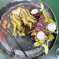 Starter: fennel with hummus & salad  at Albert & Frida in Bern