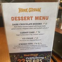 Dessert Menu  at Home Grown Cafe in Newark