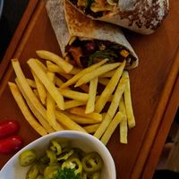 Vegan special burrito with fries at Vibes at Rawai Beach in Phuket