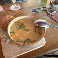 Asparagus soup **not vegan**  at Pleur Foodbar in Maastricht