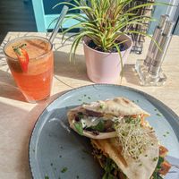 Falafel frab + strawberry lemonade   at Wyld Berry in Mallorca