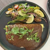 Omelette con salsa de frijol  at Tinoc Café in Merida
