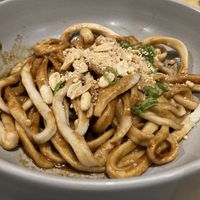 Spaghettoni with sesame and peanuts Sichuan sauce  at Le Nove Scodelle in Milan