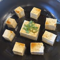 freshly made tofu with soy sauce  at Le Nove Scodelle in Milan
