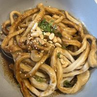 homemade noodles served with peanut sauce, sesame, and Sichuan pepper  at Le Nove Scodelle in Milan