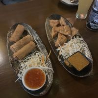 Vegetable spring rolls and fried tofu  at My Thai in Bradford