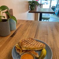 Pesto grilled cheese at Logan Vegan  in Chicago
