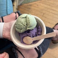 Ube and mint ice creamm  at Logan Vegan  in Chicago