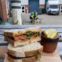 Aubergine and red pepper sarnie   at Lemon & Jinja in Romsey
