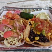 Mushroom taco and tofu scramble taco at Tito Santana in Beacon