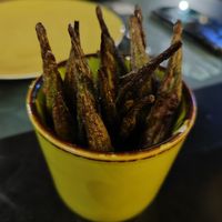 Fried okras at Capim Dourado in Porto