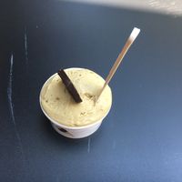Vegan pistachio gelato at Venchi Chocolate and Gelato in New York City
