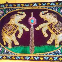 Homemade artwork on wall at Khana Indian Bistro in Hershey