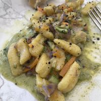 Gnocchi with saffron and veggies  at Verve in Sestri Levante