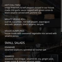 Vegan Menu  at Khon's on Palafox in Pensacola