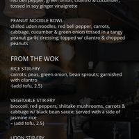 Vegan Menu  at Khon's on Palafox in Pensacola