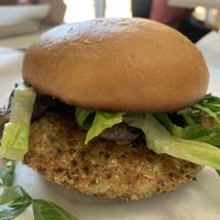 Mushroom Chana burger…so good!   at Green Grill in Rancho Cordova