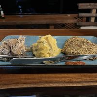 Flowers, cold potatoes, a quinoa burger?  at Warung Brothers Bajo in 