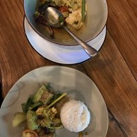 Vegan curry and ricee  at Warung Brothers Bajo in 