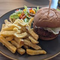 Spicy bean burger at Lochmaddy Hotel in North Uist