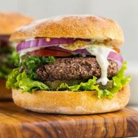 Vegan classic burger at The English Bakery Cafe in Gran Canaria