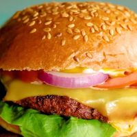 Vegan cheese burger at The English Bakery Cafe in Gran Canaria