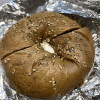 Whole wheat everything with tofu scallion shmear  at Ess a Bagel - W 32nd in New York City