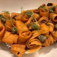 Carrot lox on sourdough  at People of Tomorrow in New Delhi