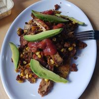Patacon.  I asked for no cilantro.  There is cilantro in the guacamole, so they gave me fresh avocado.  Great customer service! at Estación Vegana in Bogota