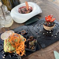 Amazing spring rolls and yummy dessert   at Agni Vital Kitchen in Bacalar