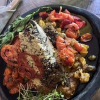 Stuffed portobello mushroom- very cool dish with a lot of flavors in it  at Agni Vital Kitchen in Bacalar