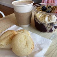 Coffee with pão de queijo and açaí   at Tropical Tribe  in Haleiwa