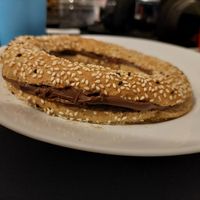 Vegan koulouri (I stuffed it with my vegan chocolate spread sisinni from sklavenitis) at Gregory's in Rhodes