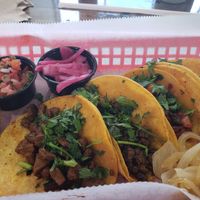 Vegan street taco sampler. at Dos Tacos in Seoul