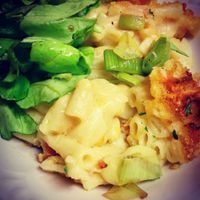 Mac n cheeze with crunchy spring salad at Giro's Cafe at Giro's Cafe in Belfast