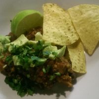 Black bean chilli made at vegan cooking demo! at Giro's Cafe in Belfast