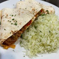 Quesadilla de seitan con Arroz at La Regina Restaurante in Madrid