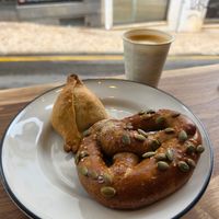 Samosa and pretzel at All Things Dough in Lagos